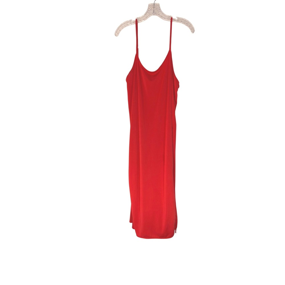 Something Navy Slinky Midi Dress Plus Red Orange Sleeveless Stretch Basic XXL